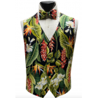 Hawaiian Ginger Floral Tuxedo Vest and Tie Set